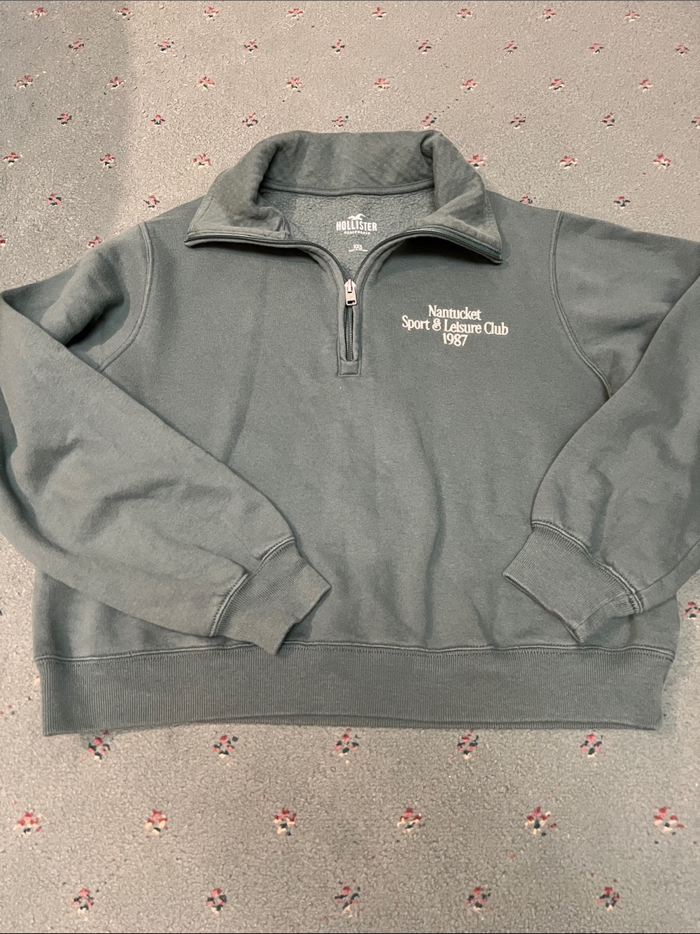 Hollister Half-Zip Sweatshirt in Slate Green